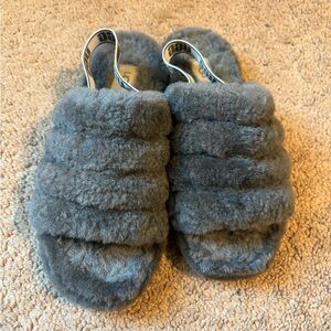 grey fluff yeah ugg slides
